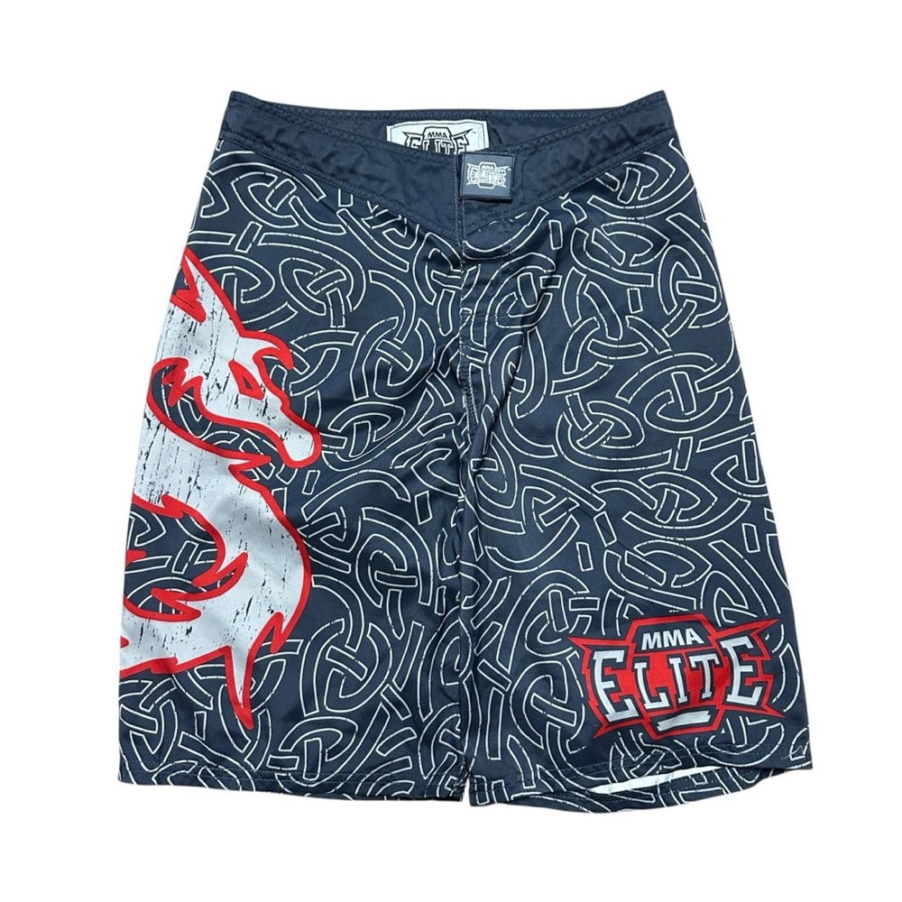 Vintage Y2K MMA Elite All Over Print Grunge Dragon Board Shorts Size S